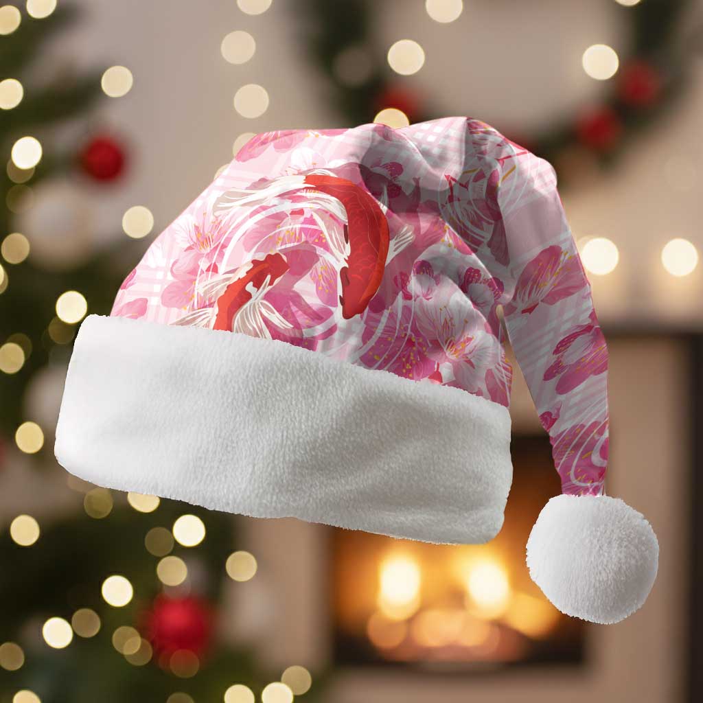 Pink Palaka Hawaii Aloha Christmas Santa Hat Koi Pond Mix Sakura - Polynesian Pride