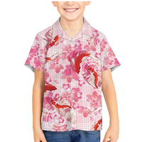 Pink Palaka Hawaii Aloha Family Matching Mermaid Dress and Hawaiian Shirt Koi Pond Mix Sakura - Polynesian Pride