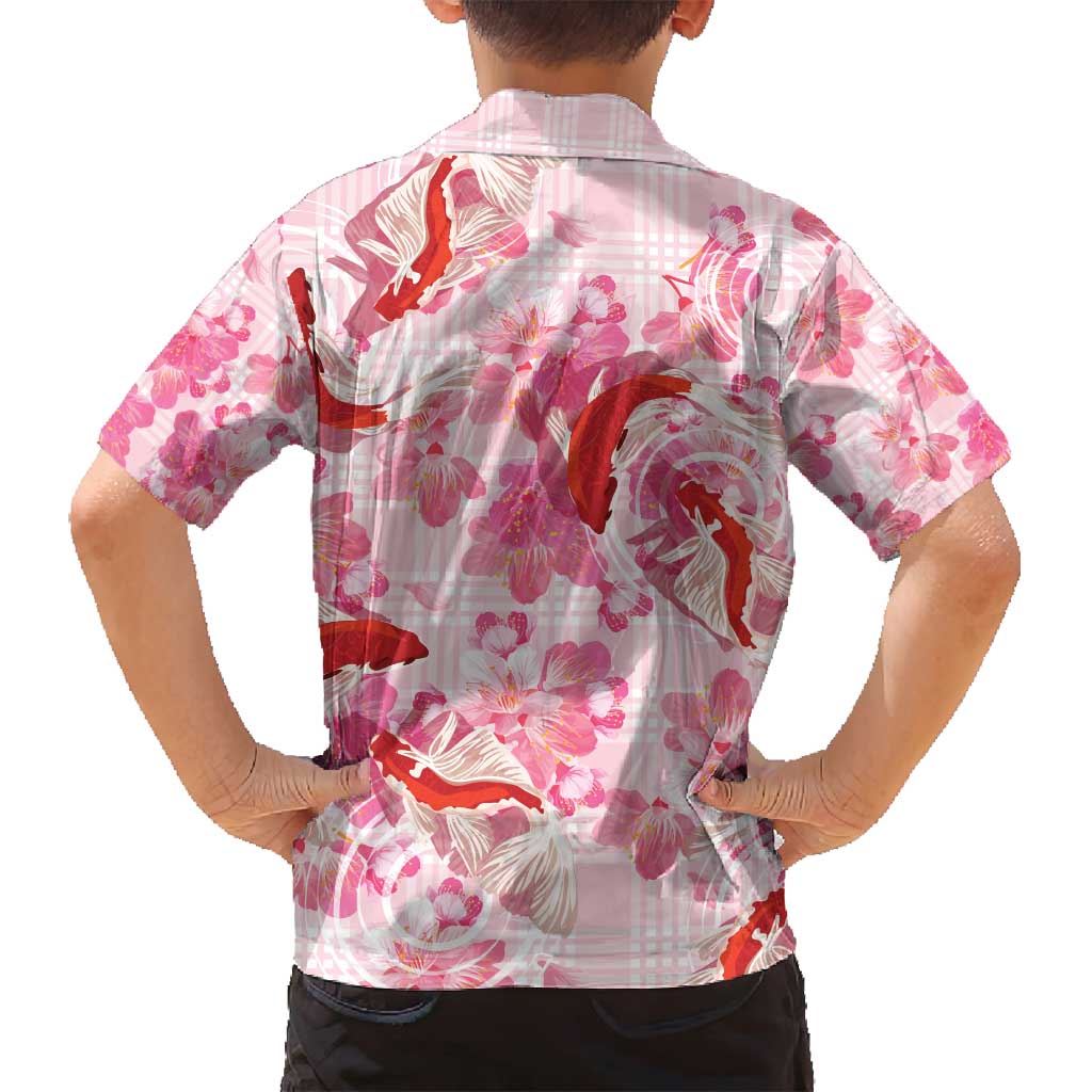 Pink Palaka Hawaii Aloha Family Matching Puletasi and Hawaiian Shirt Koi Pond Mix Sakura - Polynesian Pride