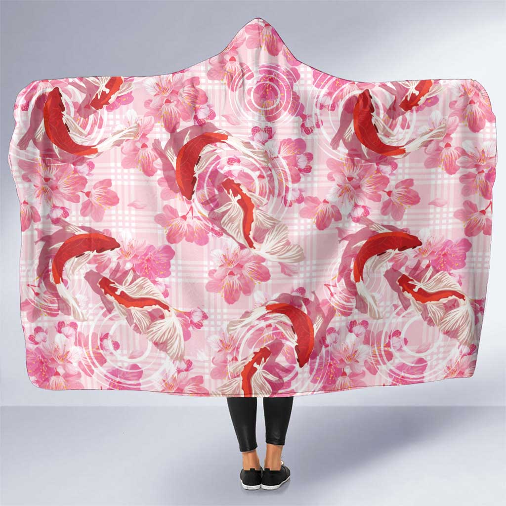 Pink Palaka Hawaii Aloha Hooded Blanket Koi Pond Mix Sakura - Polynesian Pride