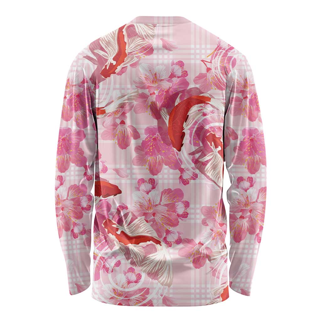 Pink Palaka Hawaii Aloha Long Sleeve Shirt Koi Pond Mix Sakura - Polynesian Pride