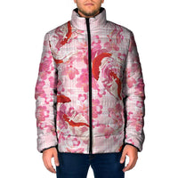 Pink Palaka Hawaii Aloha Padded Jacket Koi Pond Mix Sakura - Polynesian Pride