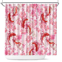 Pink Palaka Hawaii Aloha Shower Curtain Koi Pond Mix Sakura - Polynesian Pride