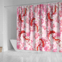 Pink Palaka Hawaii Aloha Shower Curtain Koi Pond Mix Sakura - Polynesian Pride