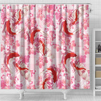 Pink Palaka Hawaii Aloha Shower Curtain Koi Pond Mix Sakura - Polynesian Pride