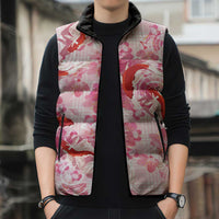 Pink Palaka Hawaii Aloha Sleeveless Puffer Jacket Koi Pond Mix Sakura - Polynesian Pride