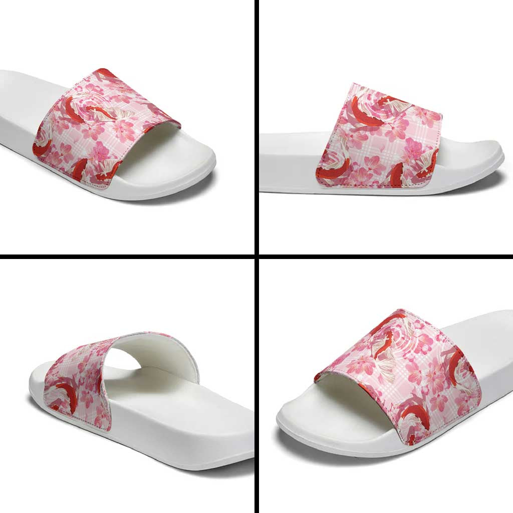 Pink Palaka Hawaii Aloha Slide Sandals Koi Pond Mix Sakura - Polynesian Pride