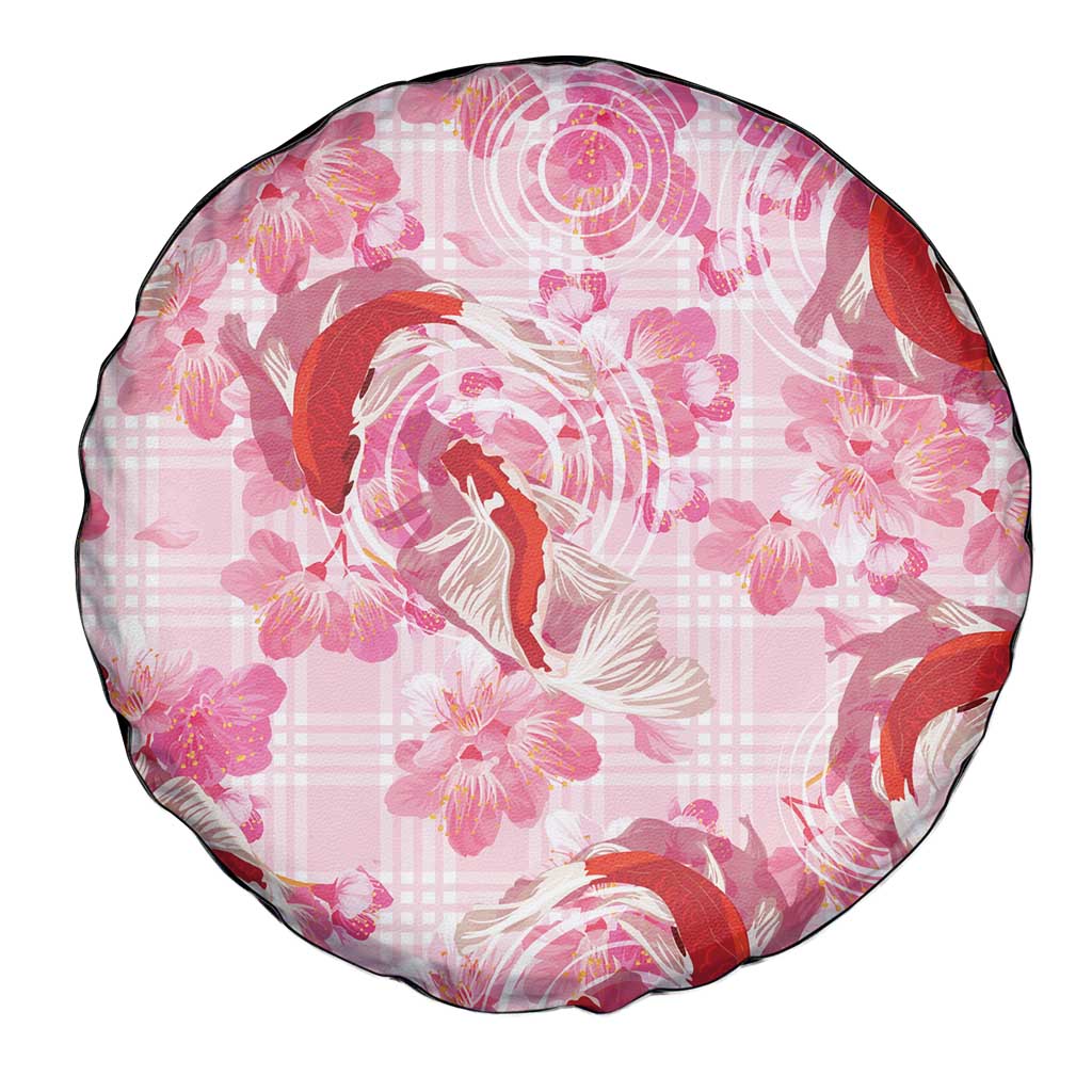 Pink Palaka Hawaii Aloha Spare Tire Cover Koi Pond Mix Sakura - Polynesian Pride