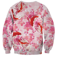 Pink Palaka Hawaii Aloha Sweatshirt Koi Pond Mix Sakura - Polynesian Pride