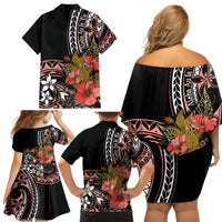 Hawaii Valentine Family Matching Off Shoulder Short Dress and Hawaiian Shirt Plumeria Aloha Wau Ia Oe LT7 - Polynesian Pride