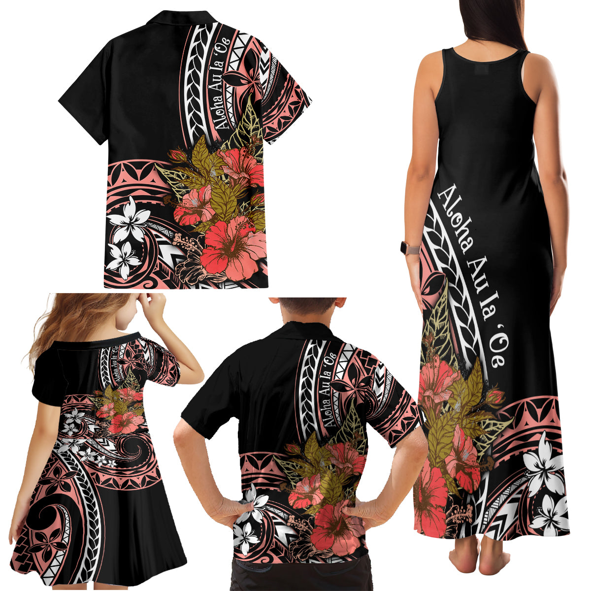 Hawaii Valentine Family Matching Tank Maxi Dress and Hawaiian Shirt Plumeria Aloha Wau Ia Oe LT7 - Polynesian Pride
