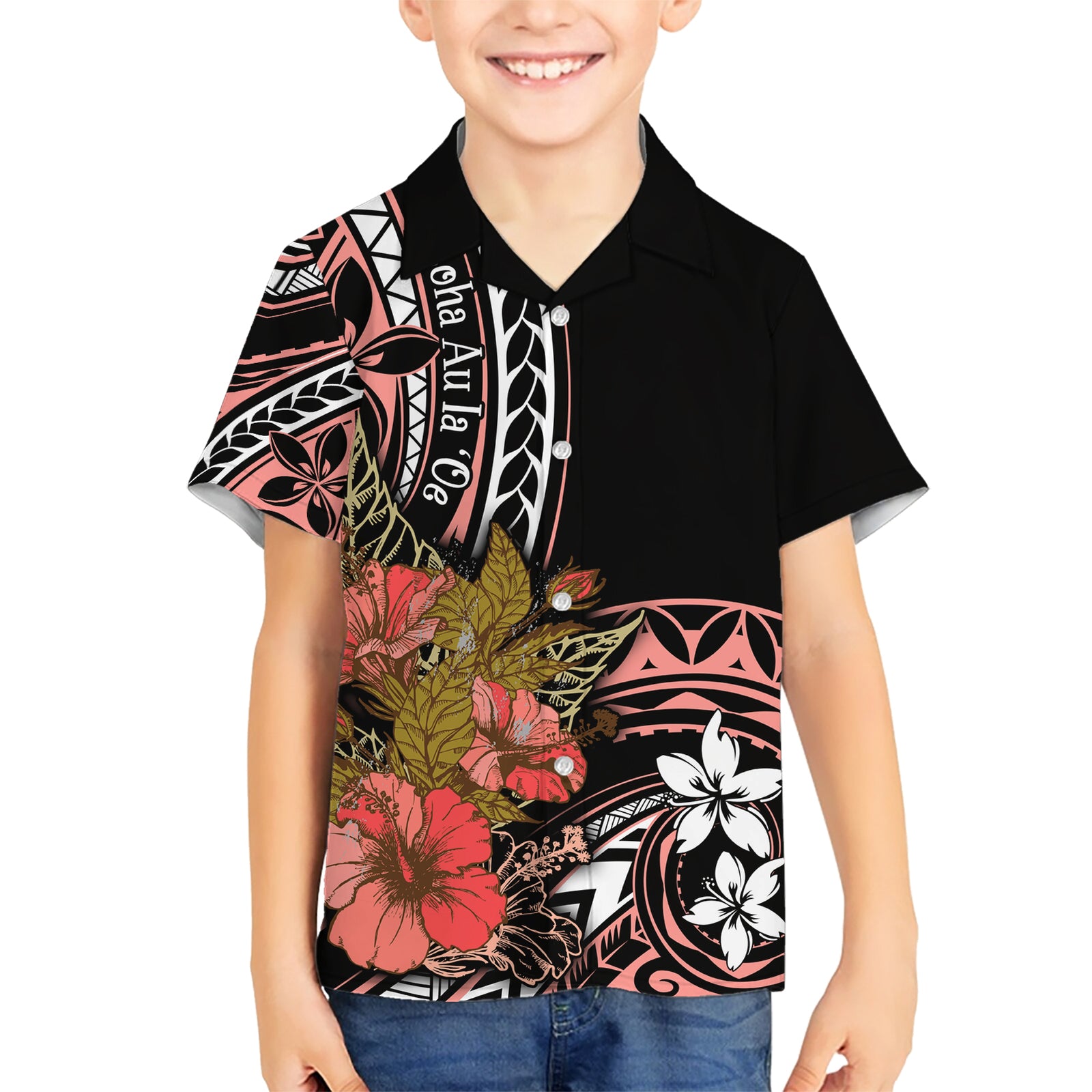 Hawaii Valentine Kid Hawaiian Shirt Plumeria Aloha Wau Ia Oe LT7 Kid Pink - Polynesian Pride