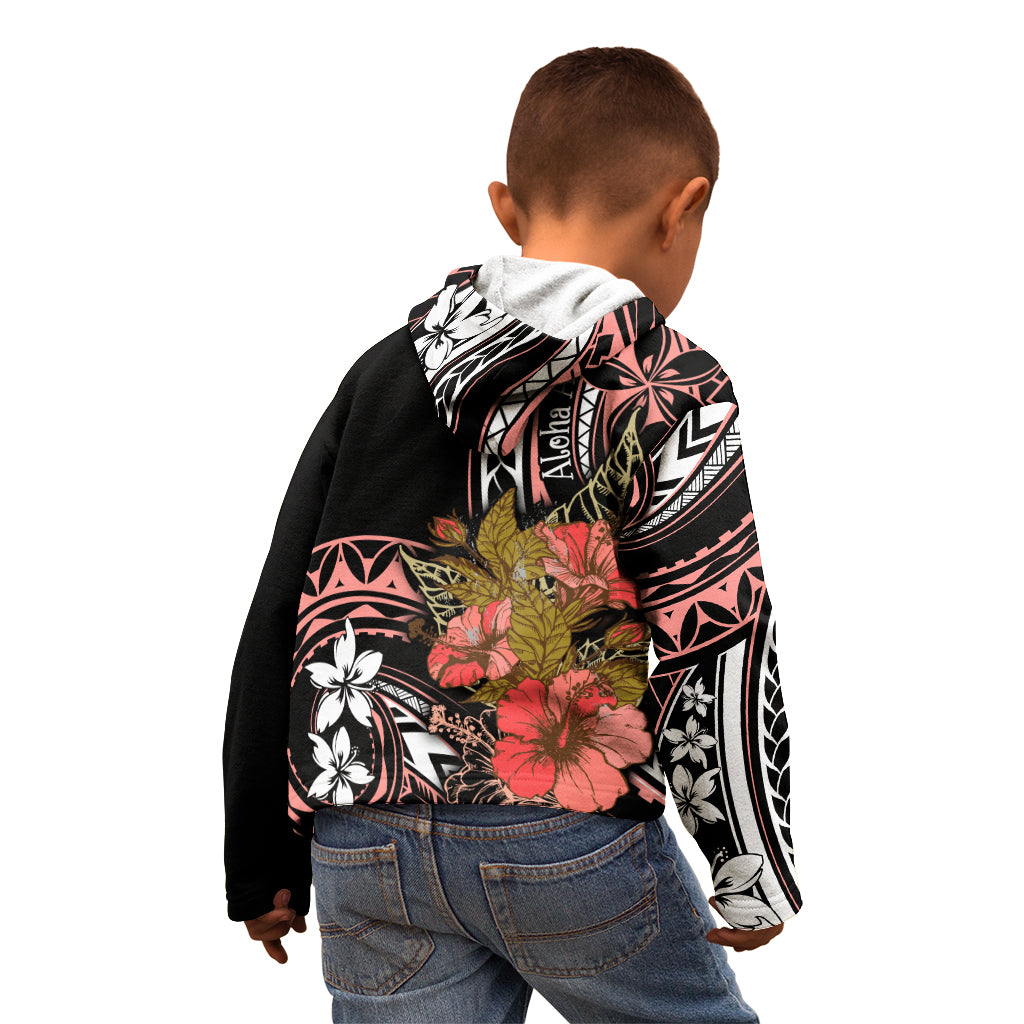 Hawaii Valentine Kid Hoodie Plumeria Aloha Wau Ia Oe LT7 - Polynesian Pride