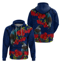 New Zealand Hoodie Tui Couple with Pohutukawa LT7 - Polynesian Pride