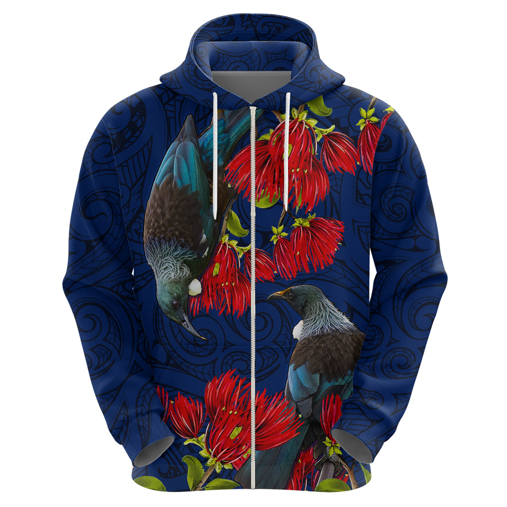 New Zealand Hoodie Tui Couple with Pohutukawa LT7 - Polynesian Pride