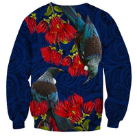 New Zealand Sweatshirt Tui Couple with Pohutukawa LT7 - Polynesian Pride