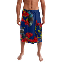 New Zealand Pohutukawa with Tui Birds Lavalava Version 2 LT7 Blue - Polynesian Pride