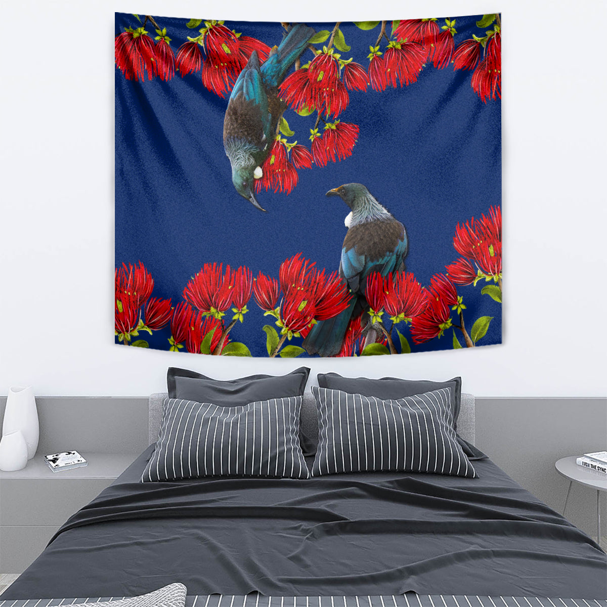 New Zealand Pohutukawa with Tui Birds Tapestry Version 2 LT7 - Polynesian Pride