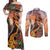 Hawaii Women's Day Tribal Couples Matching Off Shoulder Maxi Dress and Long Sleeve Button Shirt Pele Honua Mea