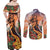 Hawaii Women's Day Tribal Couples Matching Off Shoulder Maxi Dress and Long Sleeve Button Shirt Pele Honua Mea