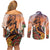 Hawaii Women's Day Tribal Couples Matching Off Shoulder Short Dress and Long Sleeve Button Shirt Pele Honua Mea