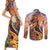 Hawaii Women's Day Tribal Couples Matching Short Sleeve Bodycon Dress and Long Sleeve Button Shirt Pele Honua Mea