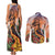 Hawaii Women's Day Tribal Couples Matching Tank Maxi Dress and Long Sleeve Button Shirt Pele Honua Mea