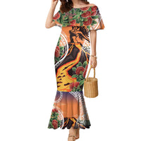 Hawaii Women's Day Tribal Family Matching Mermaid Dress and Hawaiian Shirt Pele Honua Mea