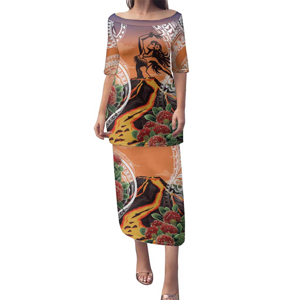 Hawaii Women's Day Tribal Family Matching Puletasi and Hawaiian Shirt Pele Honua Mea