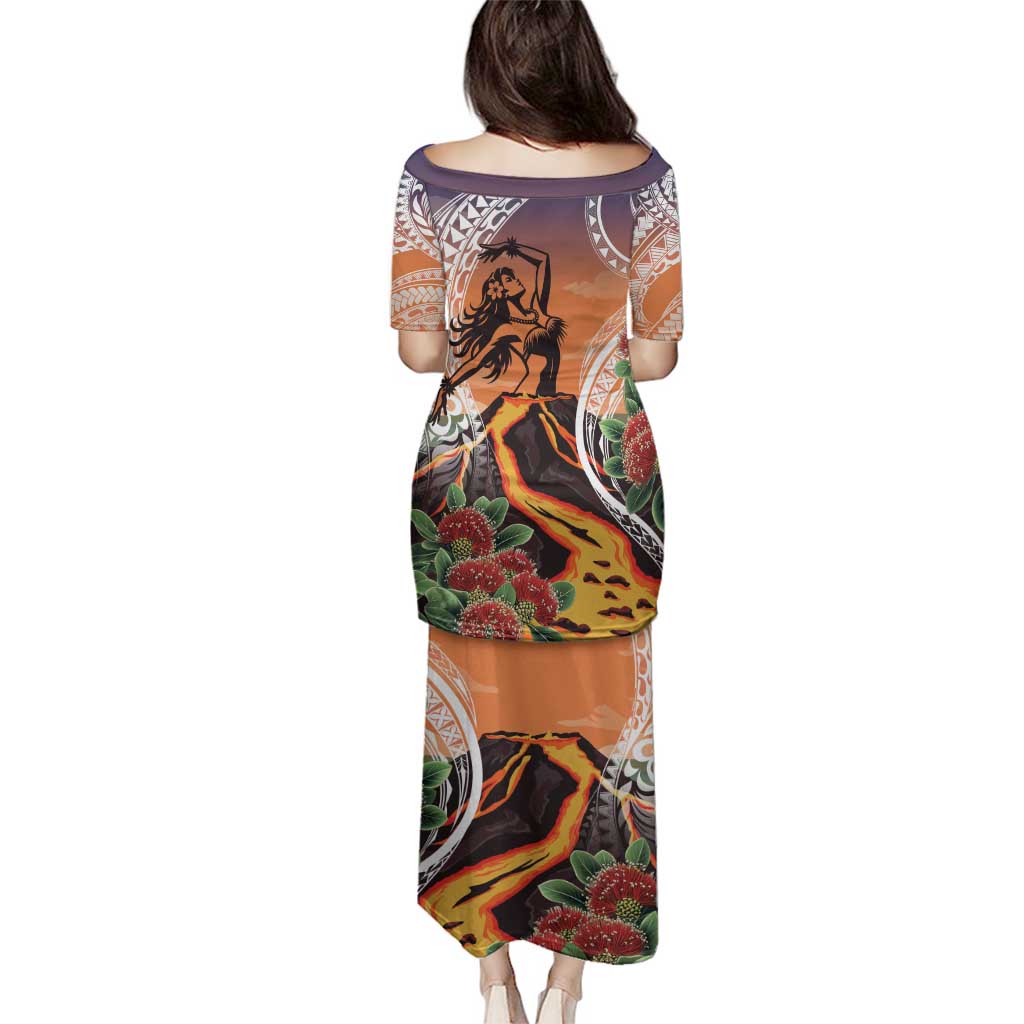 Hawaii Women's Day Tribal Family Matching Puletasi and Hawaiian Shirt Pele Honua Mea