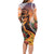 Hawaii Women's Day Tribal Long Sleeve Bodycon Dress Pele Honua Mea