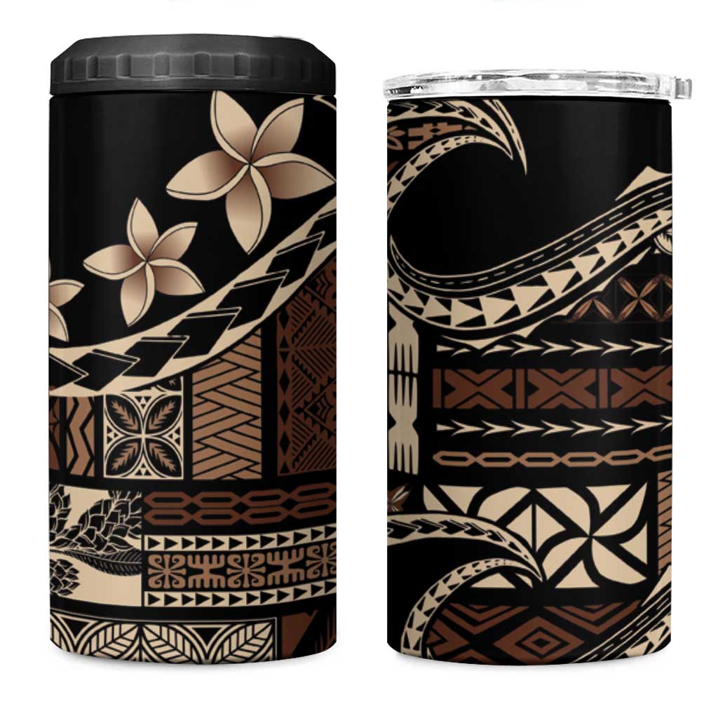 Samoa Siapo Mamanu 4 in 1 Can Cooler Tumbler Waves Motifs