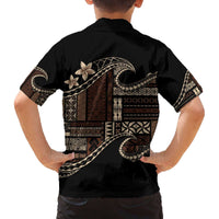 Samoa Siapo Mamanu Family Matching Off The Shoulder Long Sleeve Dress and Hawaiian Shirt Waves Motifs