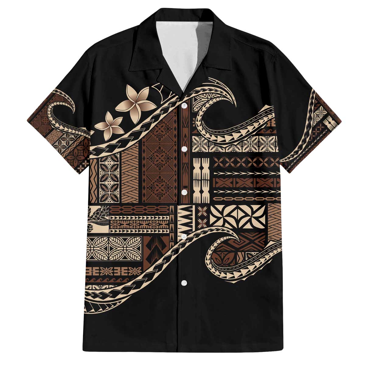 Samoa Siapo Mamanu Family Matching Off The Shoulder Long Sleeve Dress and Hawaiian Shirt Waves Motifs