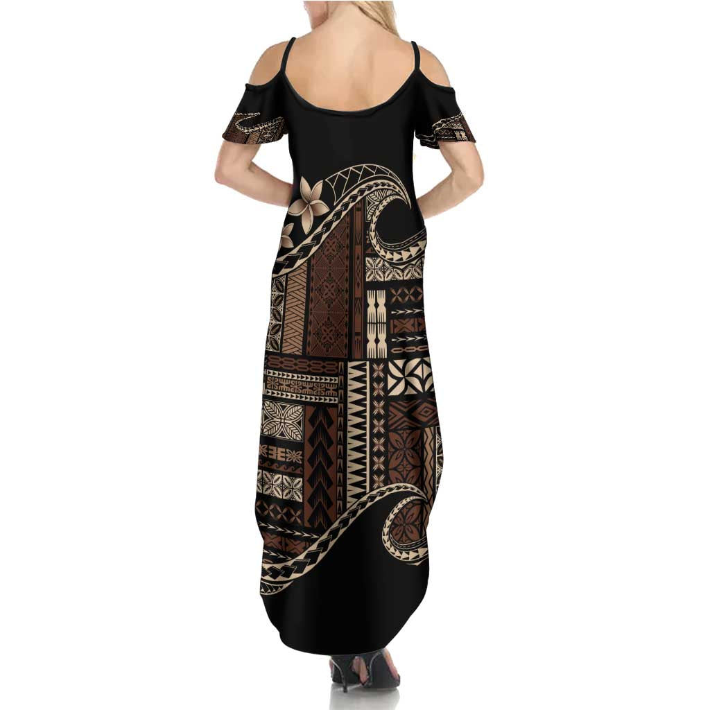 Samoa Siapo Mamanu Summer Maxi Dress Waves Motifs