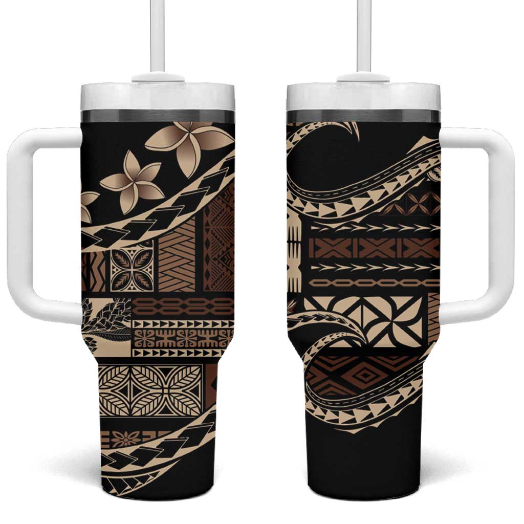 Samoa Siapo Mamanu Tumbler With Handle Waves Motifs