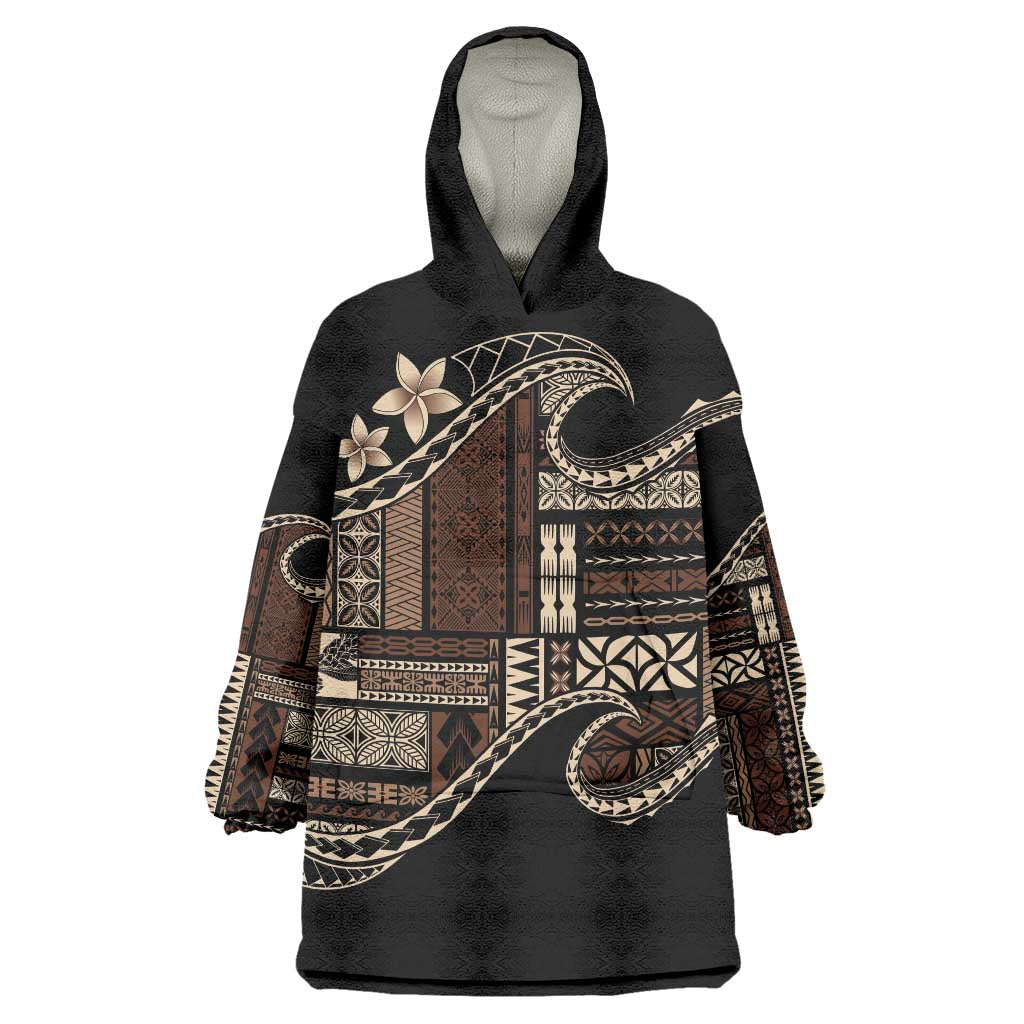 Samoa Siapo Mamanu Wearable Blanket Hoodie Waves Motifs