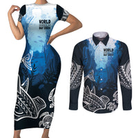World Ocean Day Pasifika Couples Matching Short Sleeve Bodycon Dress and Long Sleeve Button Shirt Awaken New Depths