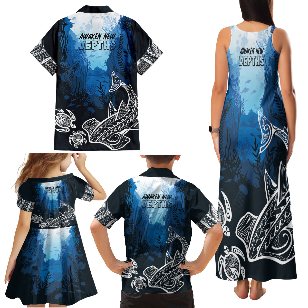 World Ocean Day Pasifika Family Matching Tank Maxi Dress and Hawaiian Shirt Awaken New Depths