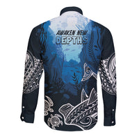 World Ocean Day Pasifika Long Sleeve Button Shirt Awaken New Depths