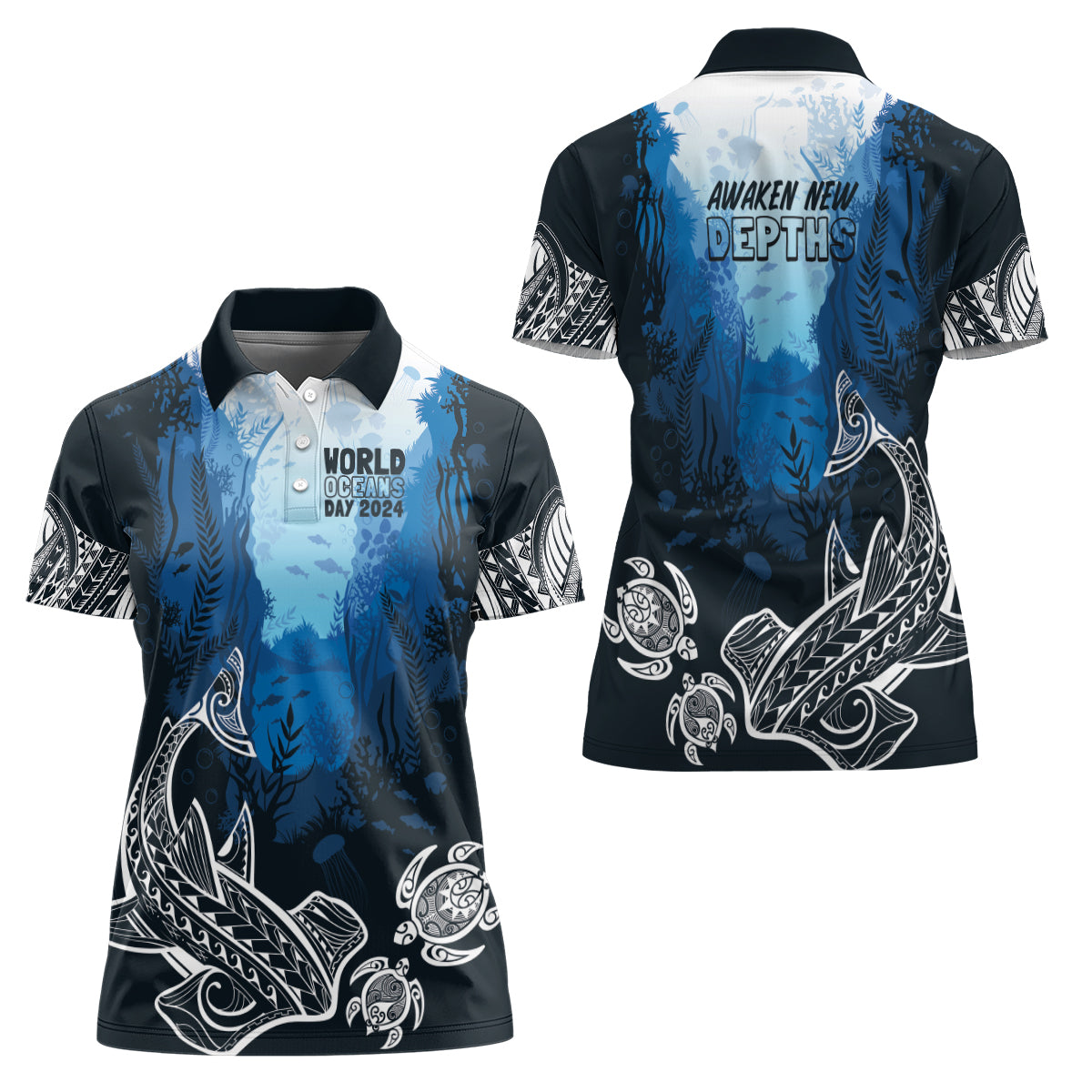 World Ocean Day Pasifika Women Polo Shirt Awaken New Depths