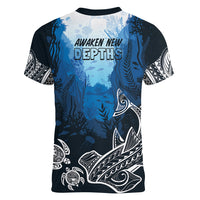 World Ocean Day Pasifika Women V-Neck T-Shirt Awaken New Depths