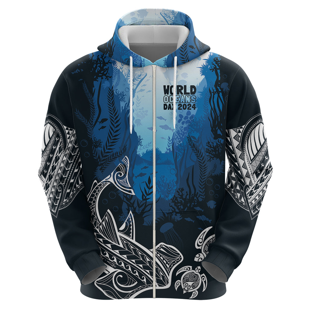 World Ocean Day Pasifika Zip Hoodie Awaken New Depths LT7 - Polynesian Pride