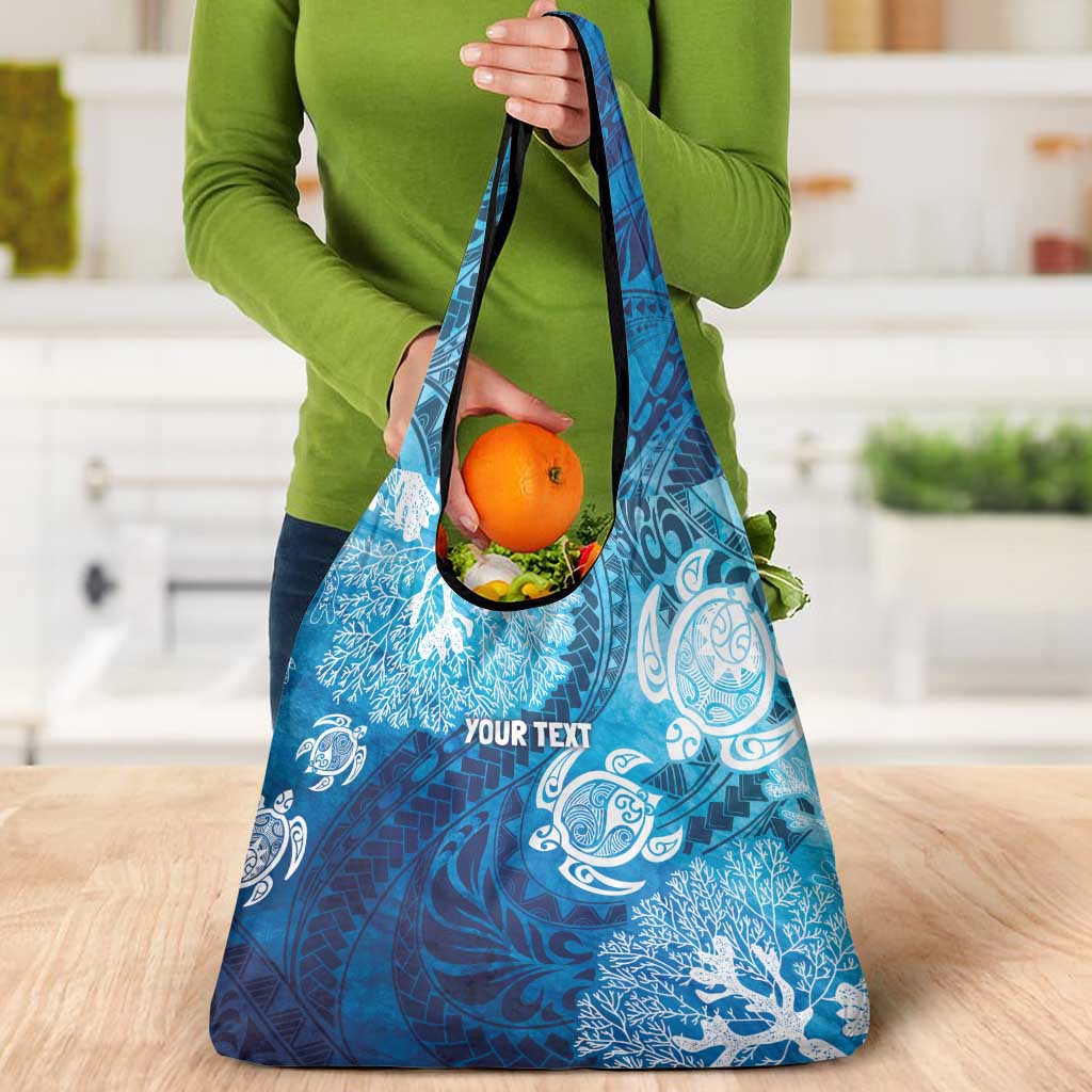 Hawaii World Ocean Day Grocery Bag Kakau Turtles