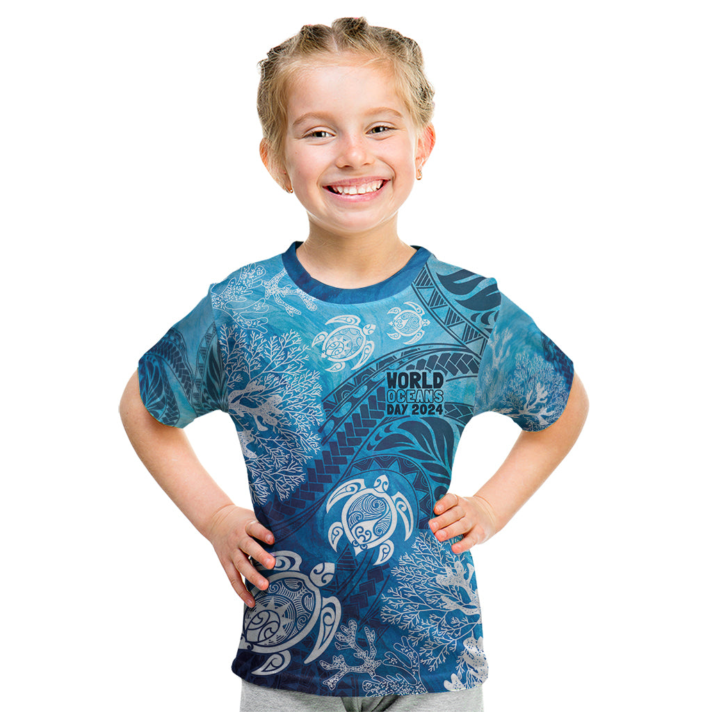 Hawaii World Ocean Day Kid T Shirt Kakau Turtles