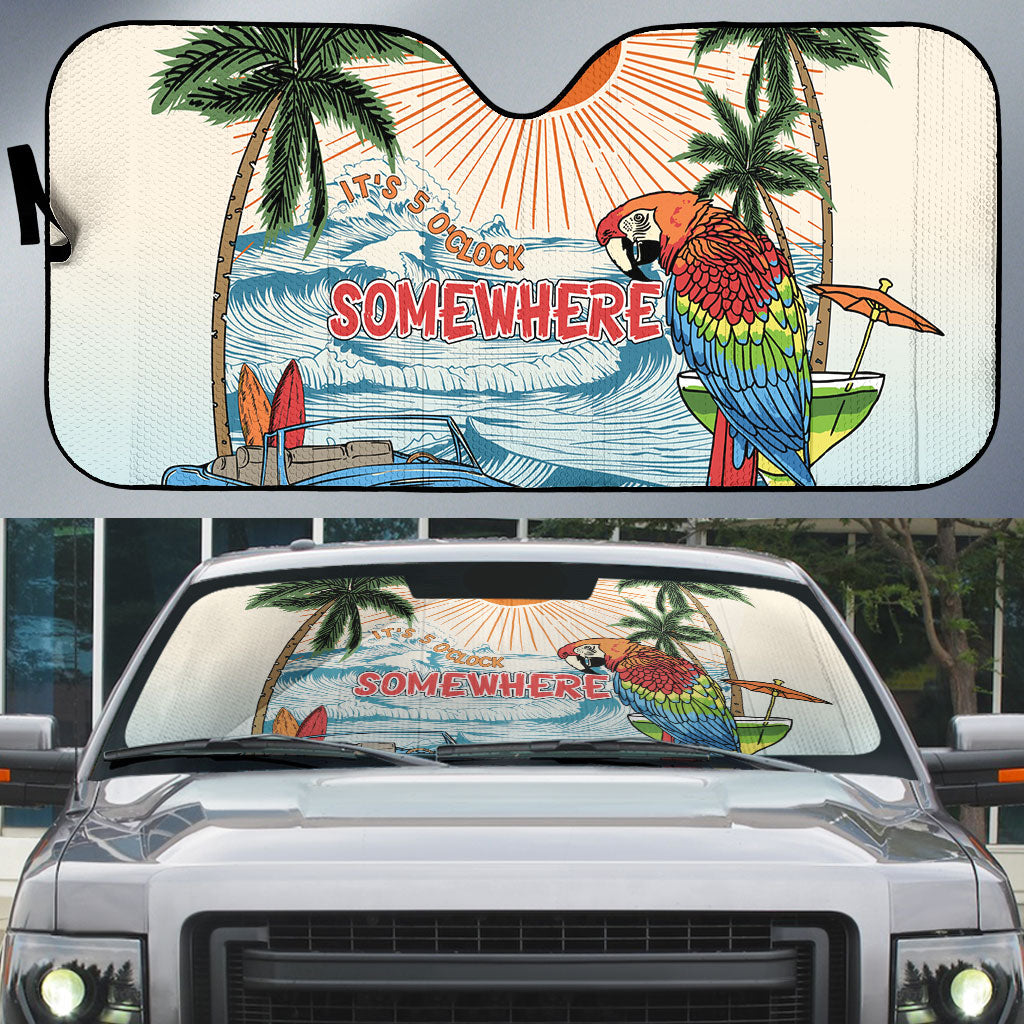 Summer Holiday It's 5 o'clock Somewhere Vintage Hawaii Auto Sun Shade