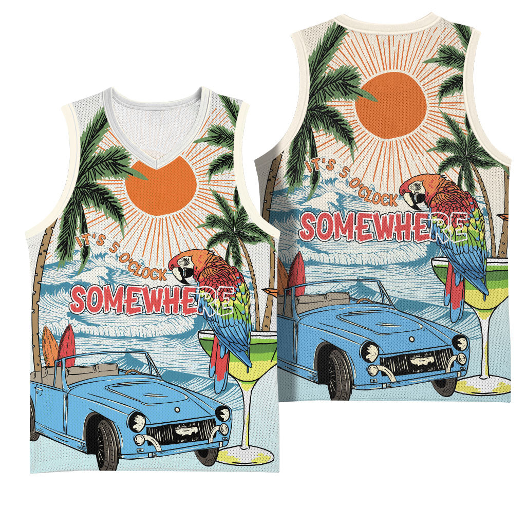 Summer Holiday It's 5 o'clock Somewhere Vintage Hawaii Basketball Jersey