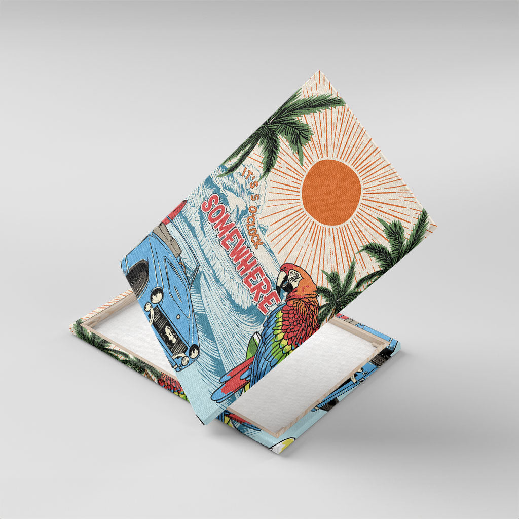Summer Holiday It's 5 o'clock Somewhere Vintage Hawaii Canvas Wall Art