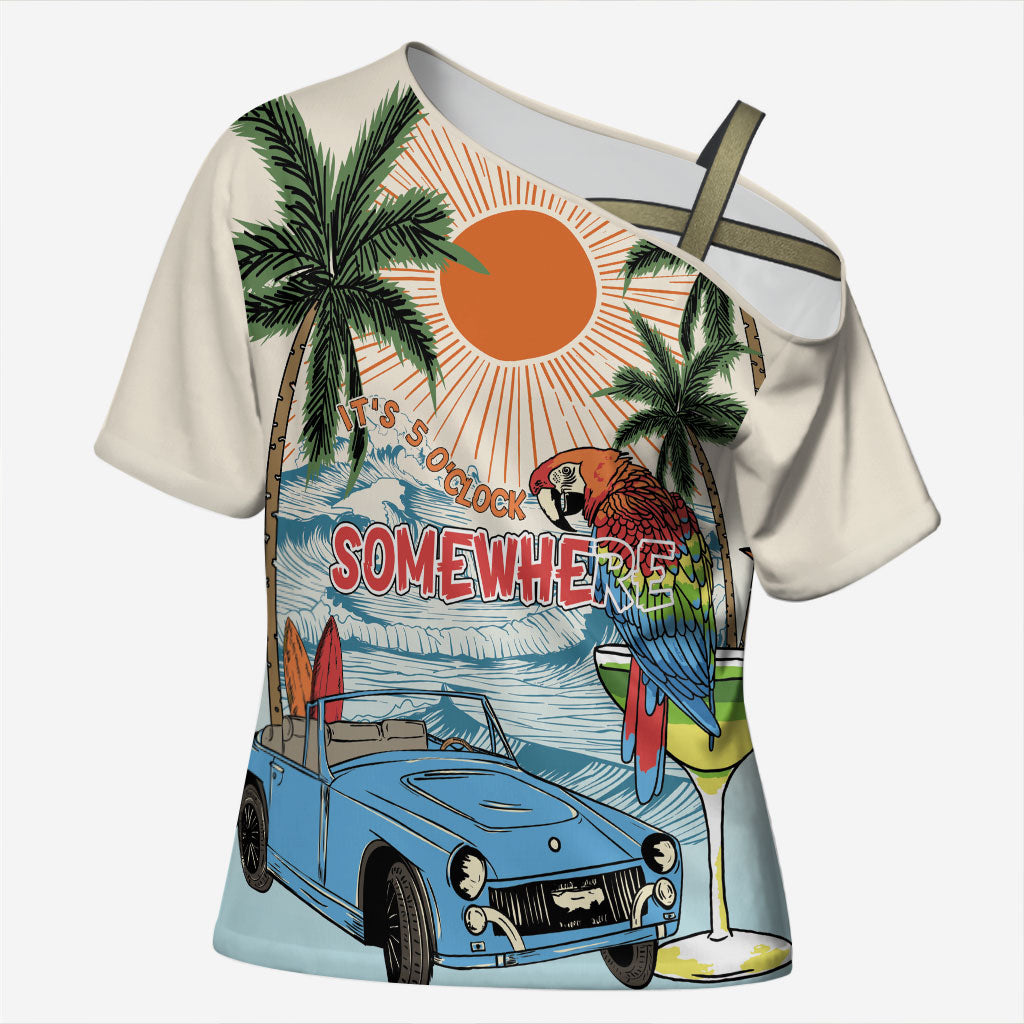 Summer Holiday It's 5 o'clock Somewhere Vintage Hawaii Cross Shoulder Shirt