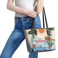 Summer Holiday It's 5 o'clock Somewhere Vintage Hawaii Leather Tote Bag